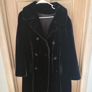 Vintage Borgazia Faux Fur Black Trench Coat Formal